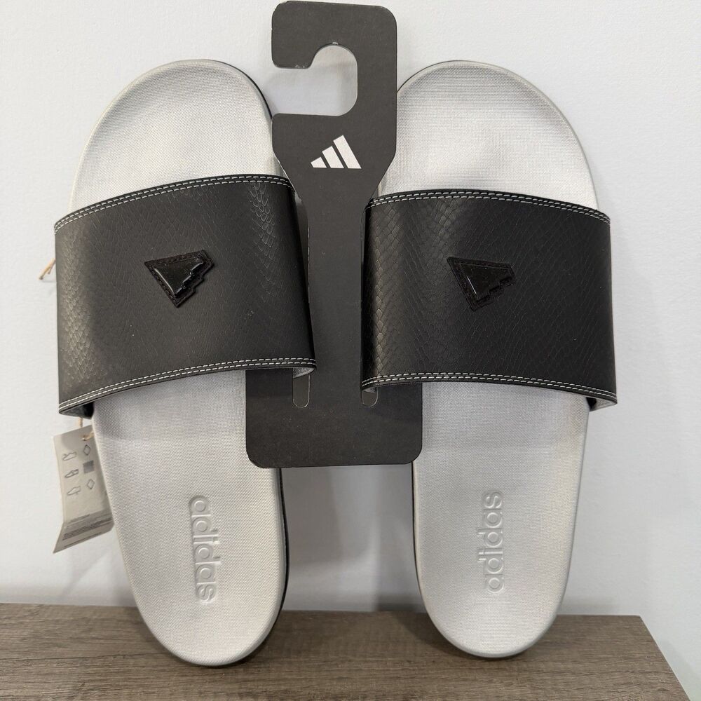 Adidas Adilette Comfort Slides Core Black/Silver Metallic JQ2254 Men’s Size 9